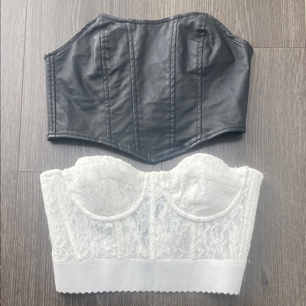 Bundle of Edikted Leather and Lace Corsets Size Small